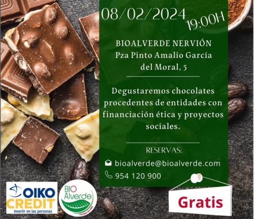 cartel cata de chocolates en Bioalverde Sevilla