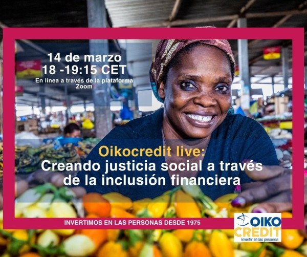Cartel del Oikocredit Live del 14 de marzo: webinar sobre microfinanzas
